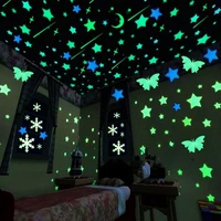 1pack 3d stars glow in the dark wall stickers luminous fluorescent wall stickers for kids baby room bedroom ceiling home decor