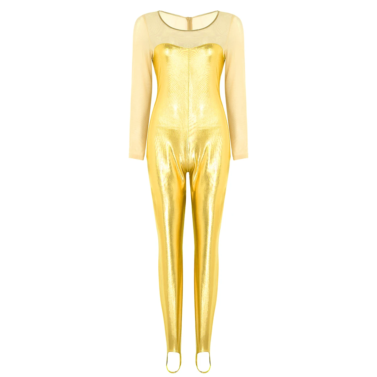 Женское балетное гимнастическое трико цельнокроеное блестящее металлическое с