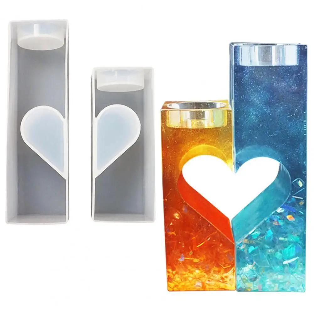 

1 Set Heart Shape Design Candle Holder Resin Molds DIY Silicone Crafts Casting Candlestick Resin Mold Desk Decoration