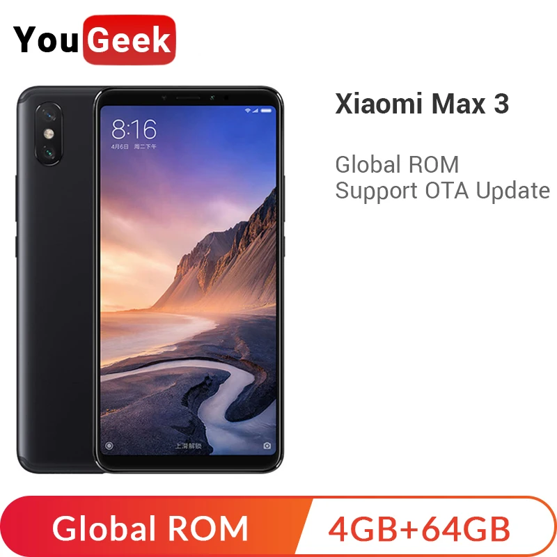 Xiaomi Mi Max 3 смартфон с 6 9 дюймовым дисплеем восьмиядерным процессором Snapdragon 636 ОЗУ 4