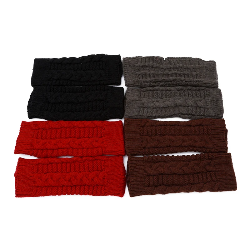 Женские теплые вязаные зимние перчатки крючком из искусственной шерсти без