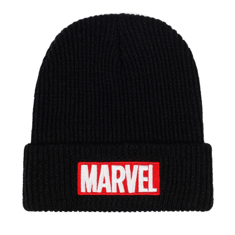 Высококачественные повседневные шапочки из хлопка с надписью Marvel для мужчин и женщин, модная вязанная зимняя шапка в стиле хип-хоп