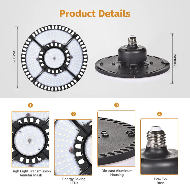 

Светодиодный фонарь для высоких промышленных помещений, 6500 К