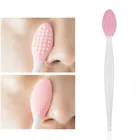 Розовая силиконовая щетка для ухода за кожей лица, 1 шт., отшелушивающая щетка для удаления носа на для чистки угрей градусов, со сменной головкой, P01
