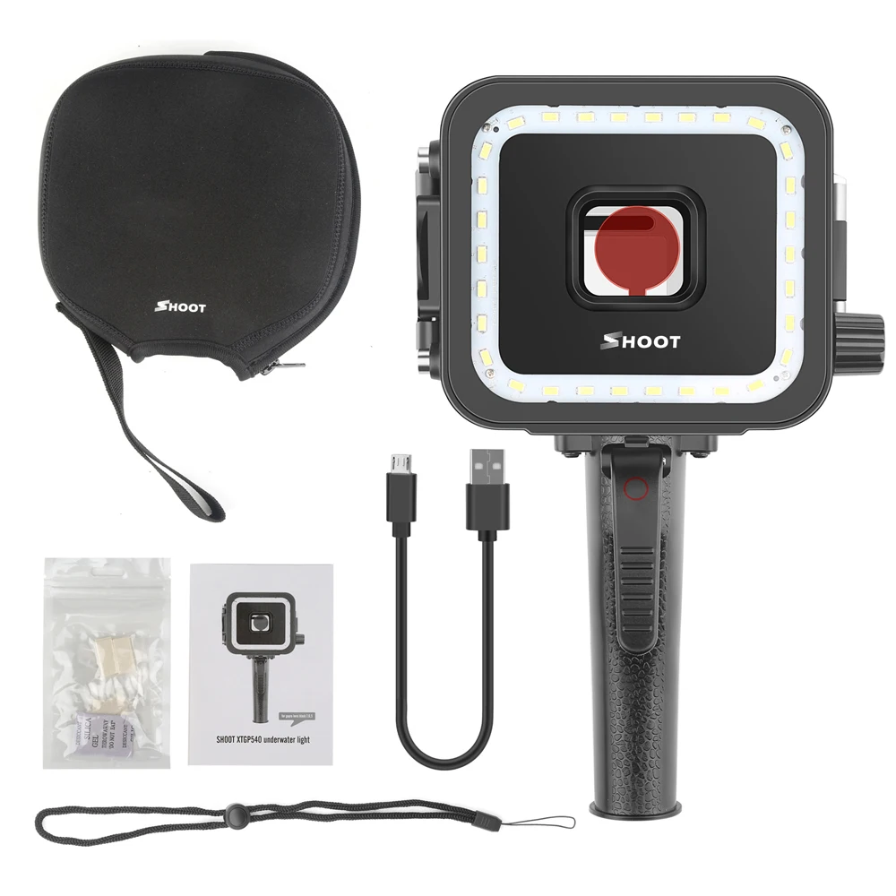 40 м светодиодный светильник для подводного плавания для GoPro Hero 7 6 5 Черный видео вспышка заполняющий светильник s водонепроницаемый чехол красный фильтр триггер
