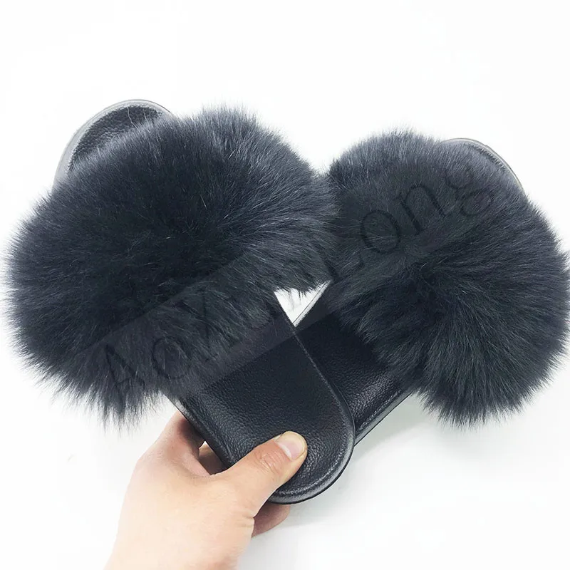 Сланцы женские из натурального Лисьего меха меховые сандалии плюшевые домашние