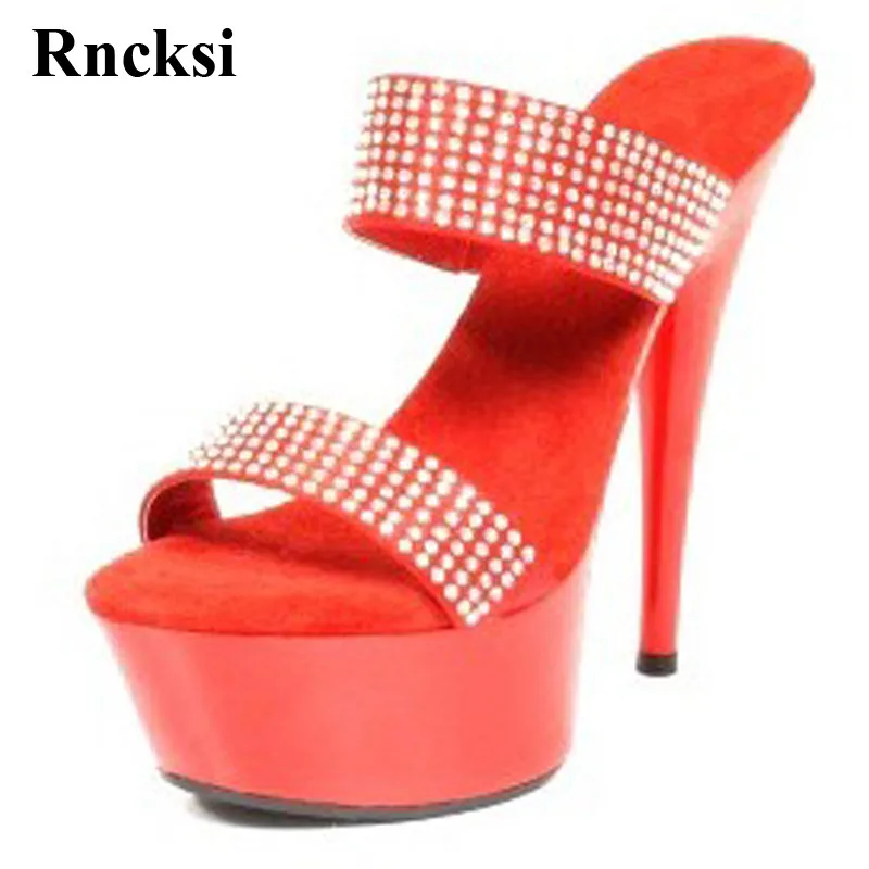 

Rncksi Sexy Fashion New Wedding Party Shoes Red Platform Slippers 15cm High-Heeled Women Pole Dance Shoes Party Sexy Shoes