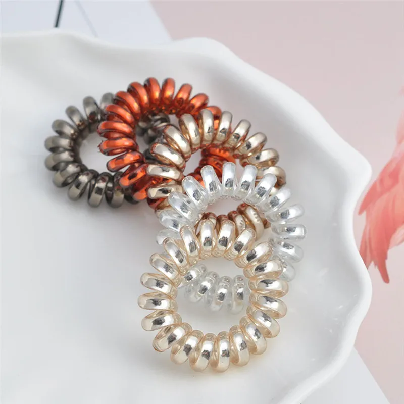 5 шт. эластичные резинки для волос девочек спиральная форма телефонный провод