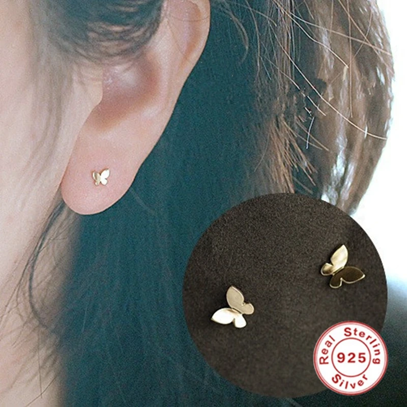 

Aide 925 Sterling Silver Stud Earrings for Women Simple Shiny Glossy Butterfly Earrings Summer Beach Party Jewelry Accessories