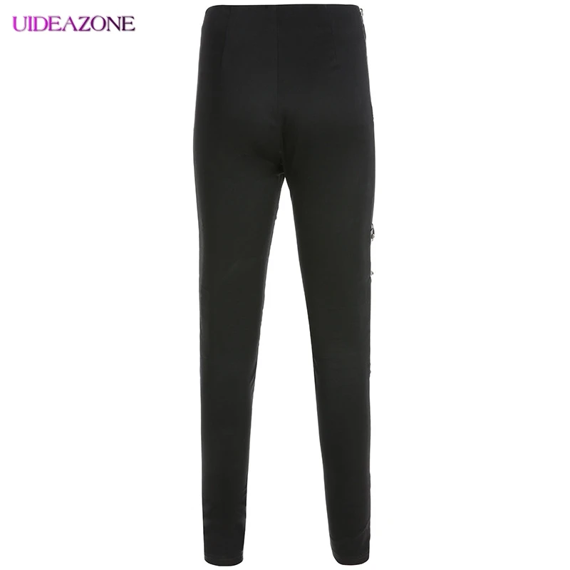 UIDEAZONE готические черные обтягивающие брюки с высокой талией женские в стиле панк