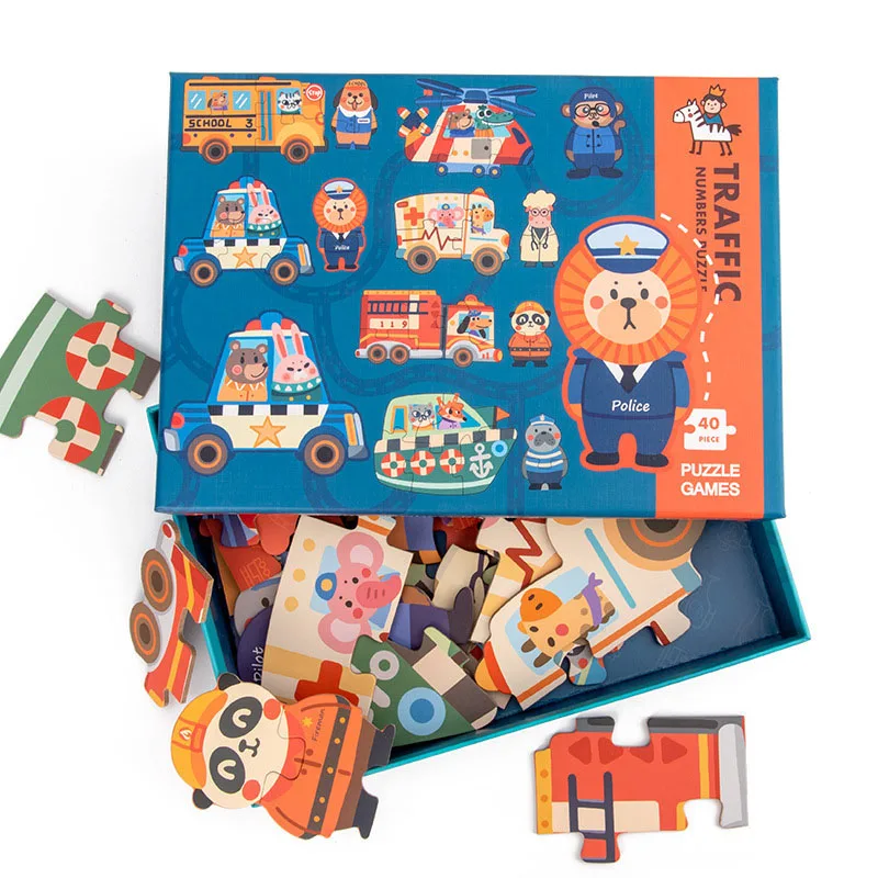 

Wooden Learning Card Puzzles Toy Early Educational Toy Cartoon Traffic Animal Fairy Tale With Kids Cognitive Puzzle Baby Toy