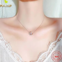 moonstone moon 100 925 sterling silver necklace for women sweet zircon necklaces pendants fashion chain fine jewelry gift