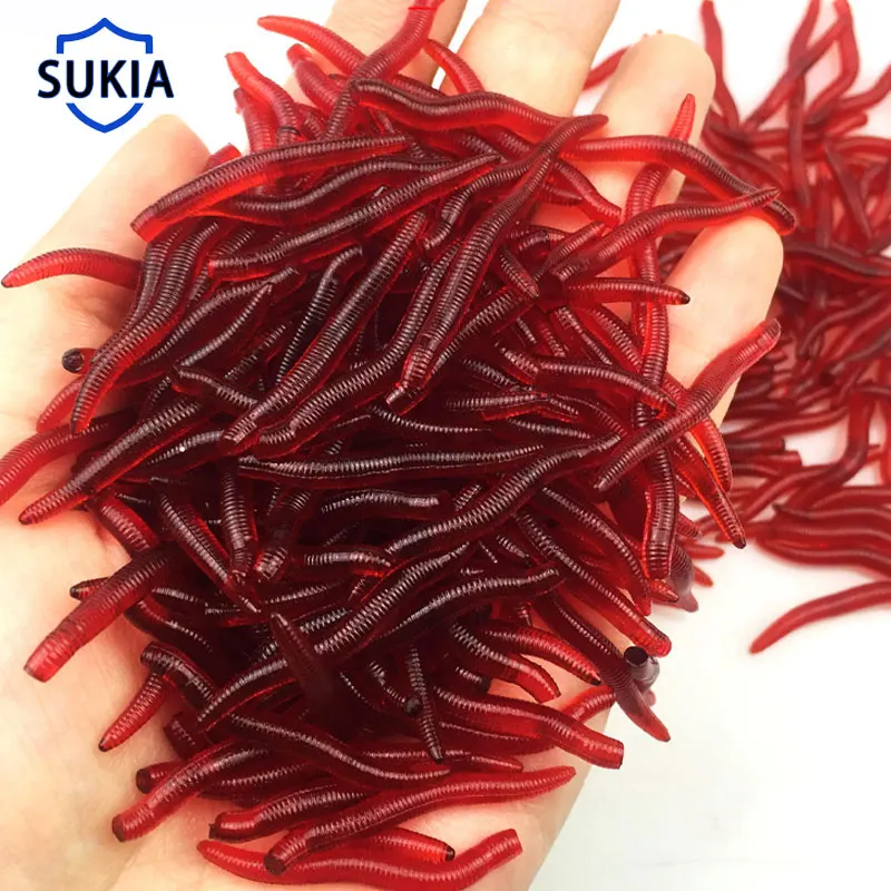 SUKIA 50/200 шт. рыболовные приманки Моделирование дождевых запах красные черви