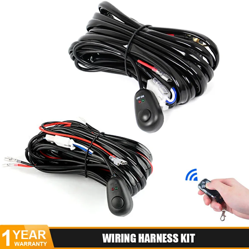 

4'' 7'' 9'' 12'' 17'' 22'' 32'' 42'' inch 18w~300w LED Light Bar Wiring Harness Off Road Power 40A Relay Fuse ON-Off Switch kit