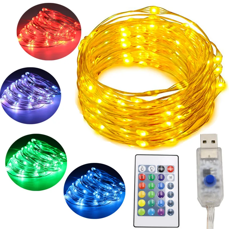 

Fariy String Light USB Battery case 10m Remote Control 16Color Garland Lamp Christmas Wedding Decoration Home outdoor Lighting