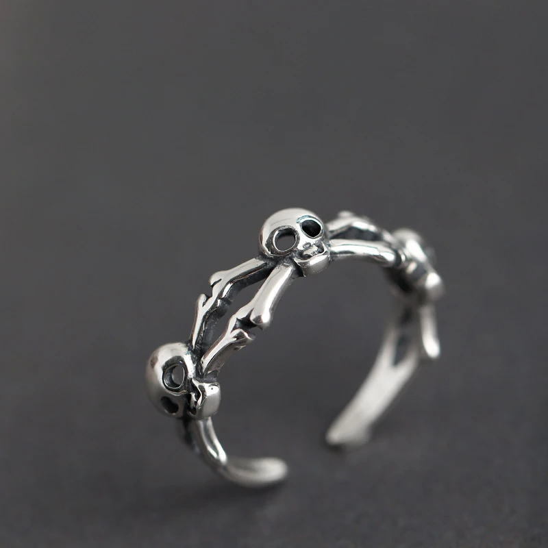 Кольцо на палец в стиле стимпанк для женщин и мужчин регулируемое серебро 100%