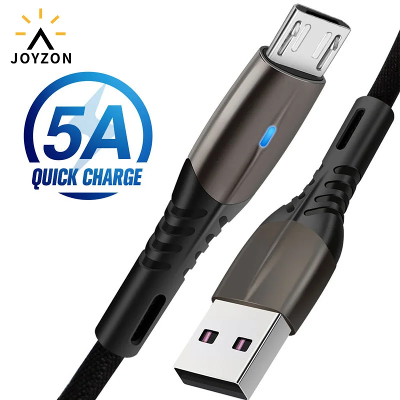 Микро USB кабель JOYZON 5 А быстрое зарядное устройство со светодиодным освещением