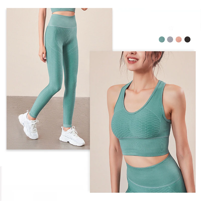 

2 Piece Yoga Set Women Gym Clothing Breathable Super Elastic Workout Sport Clothes for Women Seamless Leggings Yoga Set