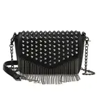 2022 модные женские сумки-мессенджеры в стиле панк с заклепками и бахромой, сумки на цепочке через плечо, женские сумки, кошельки из искусственной кожи