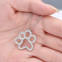 footprint dog cat paw pendant women necklace rhinestone pet animal cute jewelry accessories gift party unisex fashion bijoux