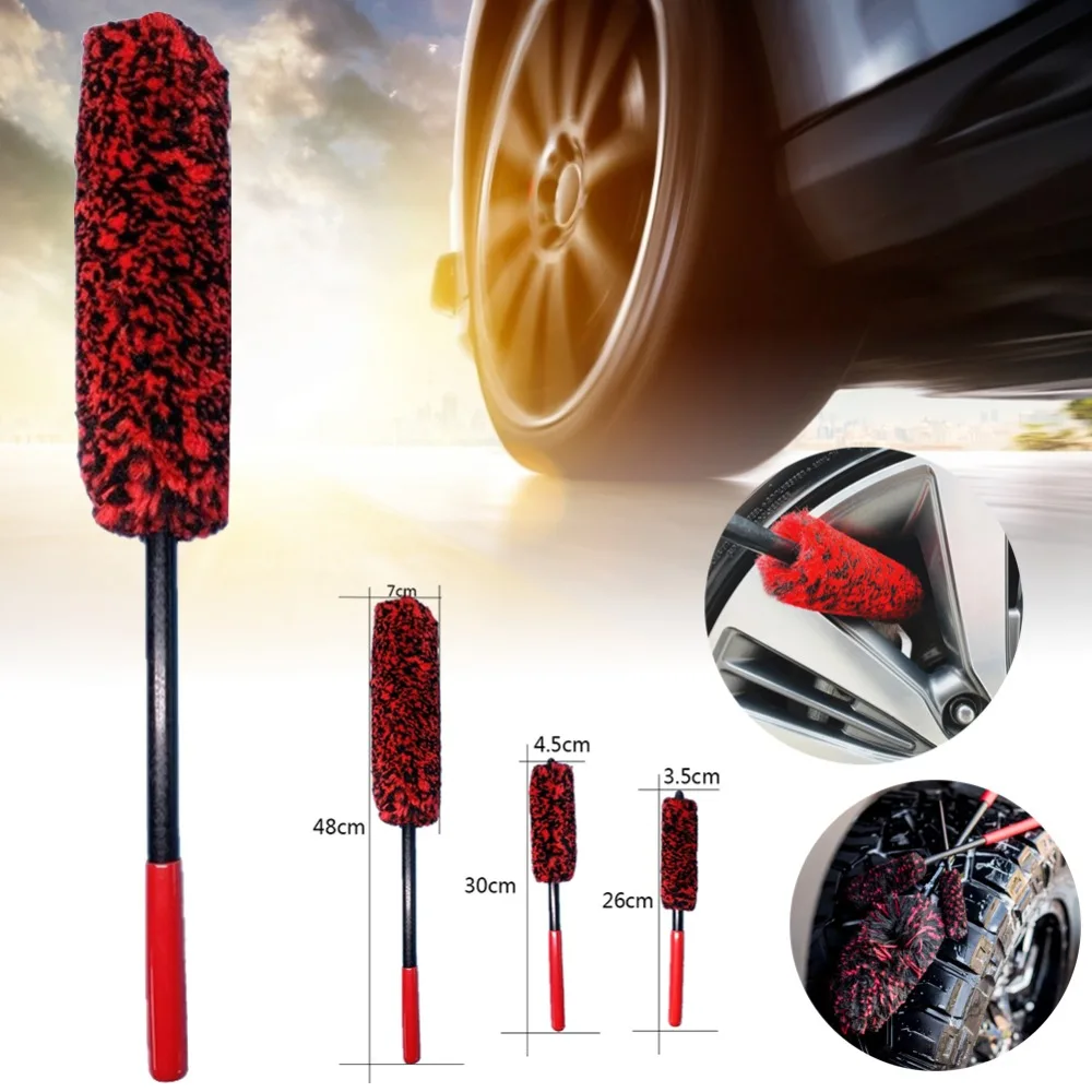 

Universal Car Wash Wheel Brush Portable PP Handle Wool Brush Wheel Tire Brush Car Cleaning Brush Car Washing Wheel Cleaner Wash
