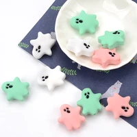 lofca 50pcs snowflake silicone beads ghost mini silicone teething beads bpa free food grade baby care pacifier chain gift diy