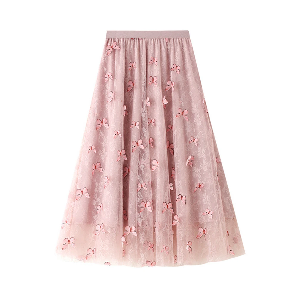 

Женская Тюлевая юбка SISHION, длинная трапециевидная юбка с бабочками, VD1583, черного, синего, розового цвета, размера плюс