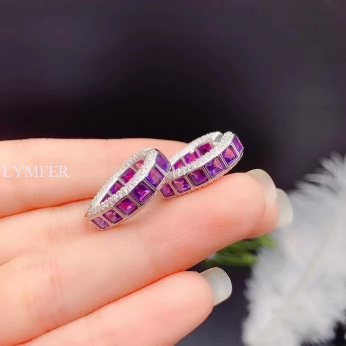 

Женские серьги с танзанитом, аметистом и топазом