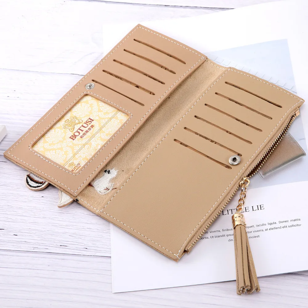 

Women Fox Cat Long Wallet Tassel Coin Purse Card Holders Handbag Package Bag portfel damski cartera mujer monederos para mujer