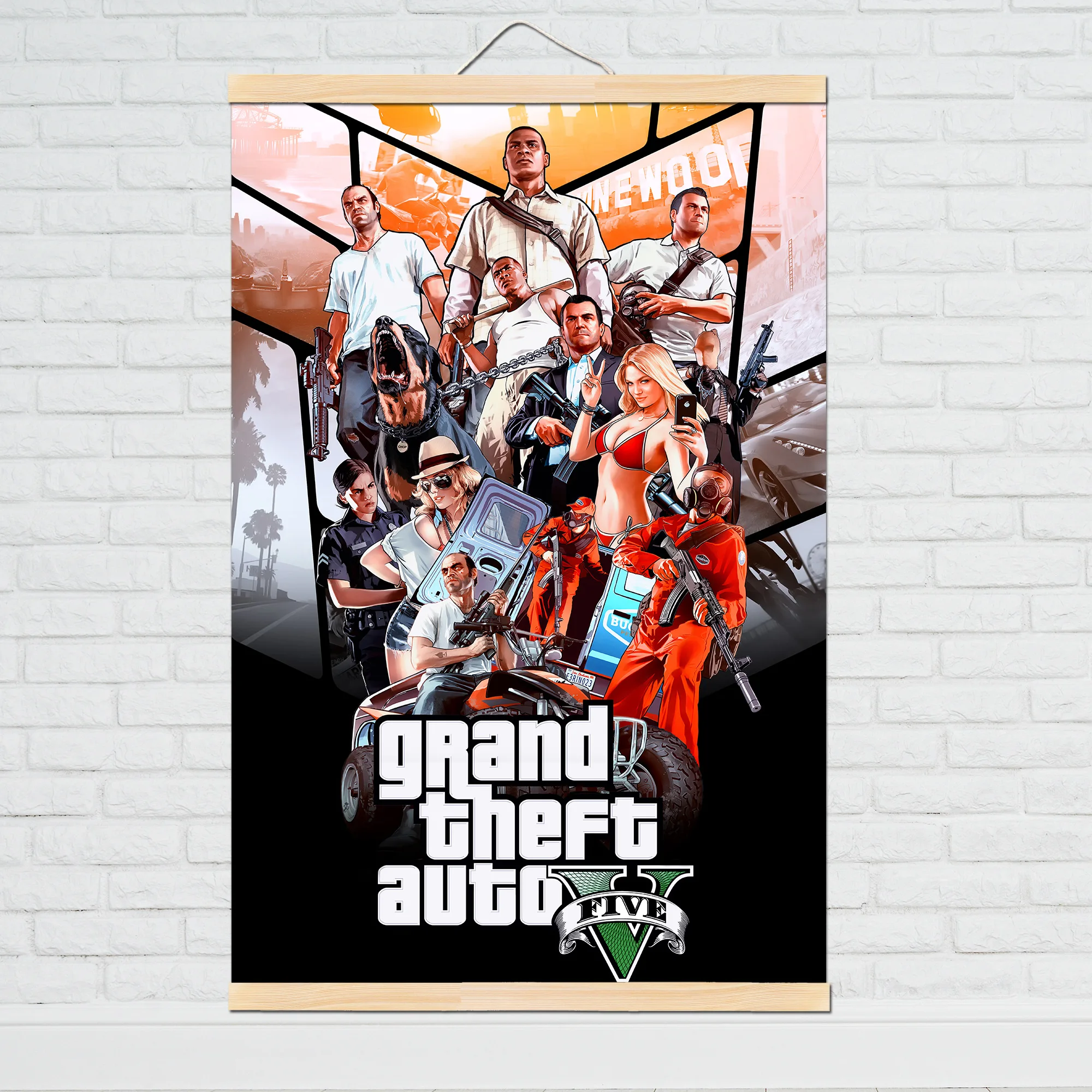 Картина на холсте из массива дерева висячий постер для игр Grand Theft Auto V GTA 5 Декор