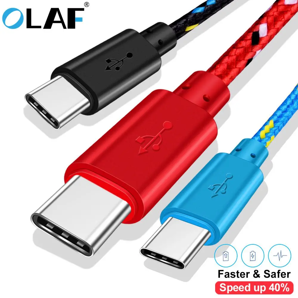 Олаф usb type-C кабель 1 м 2 м 3M нейлоновый плетеный кабель для синхронизации данных и быстрой зарядки USB C для samsung S9 S8 Xiaomi mi9 mi8 mi6 type-c USB