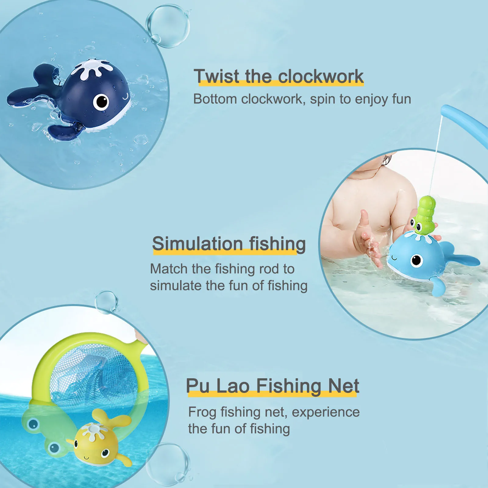 

Bath Toys Fishing Games Swimming Whales BPA Free Water Table Pool Bath Time Bathtub Tub Toy For Toddlers charmingly