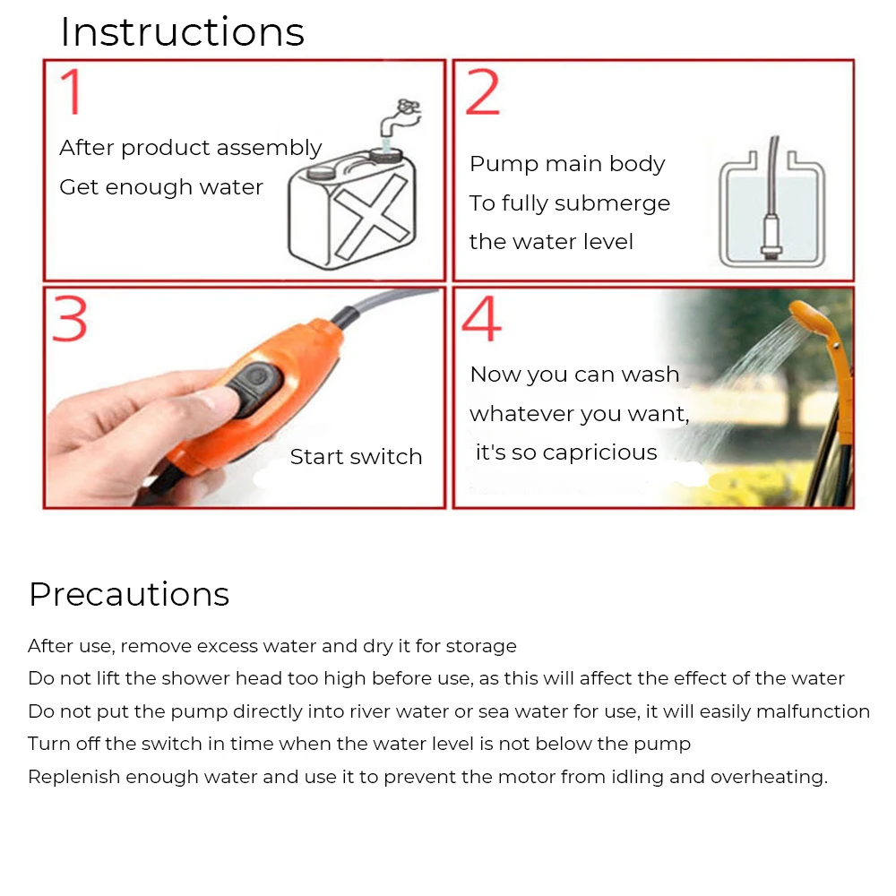 

Car Washer Camping Shower 12V DC Car Shower High Pressure Cleaner Power Washer Electric Pump Washing Machine For Outdoor Travel