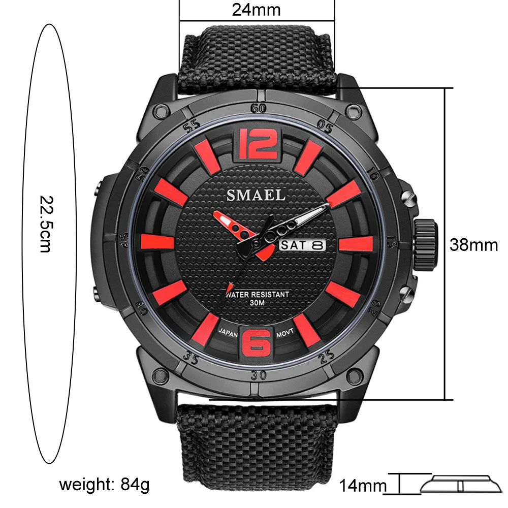 

SMAEL1316 Men's Leisure Quartz Watch Fashion Business Men's Leather Watch Automatic Date Week