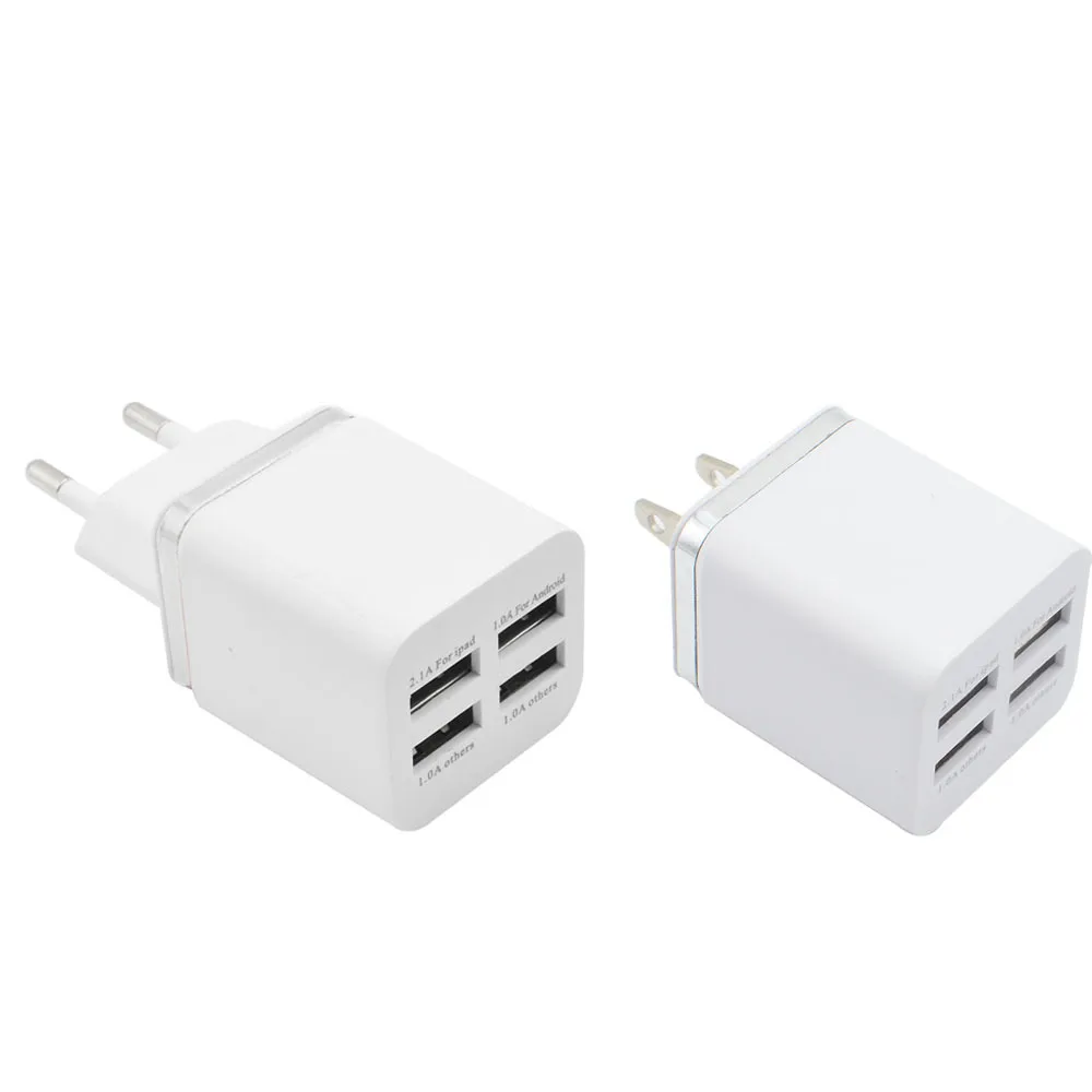 Новое покрытие зарядное устройство 4USB зарядное устройство для мобильного телефона 2.1A 4 USB металлическое боковое зарядное устройство