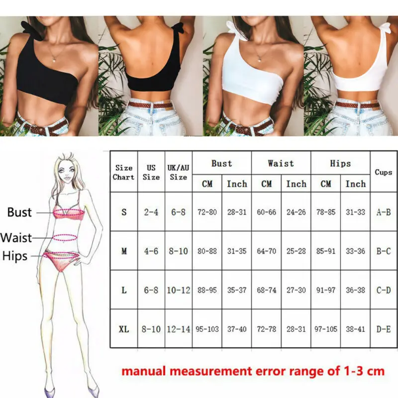 

Women Sexy Cool Single One Shoulder Tank Tops Vest Bare Midriff Sleeveless Knot Swimsuit Backless Short To Summer Beach Crop Top