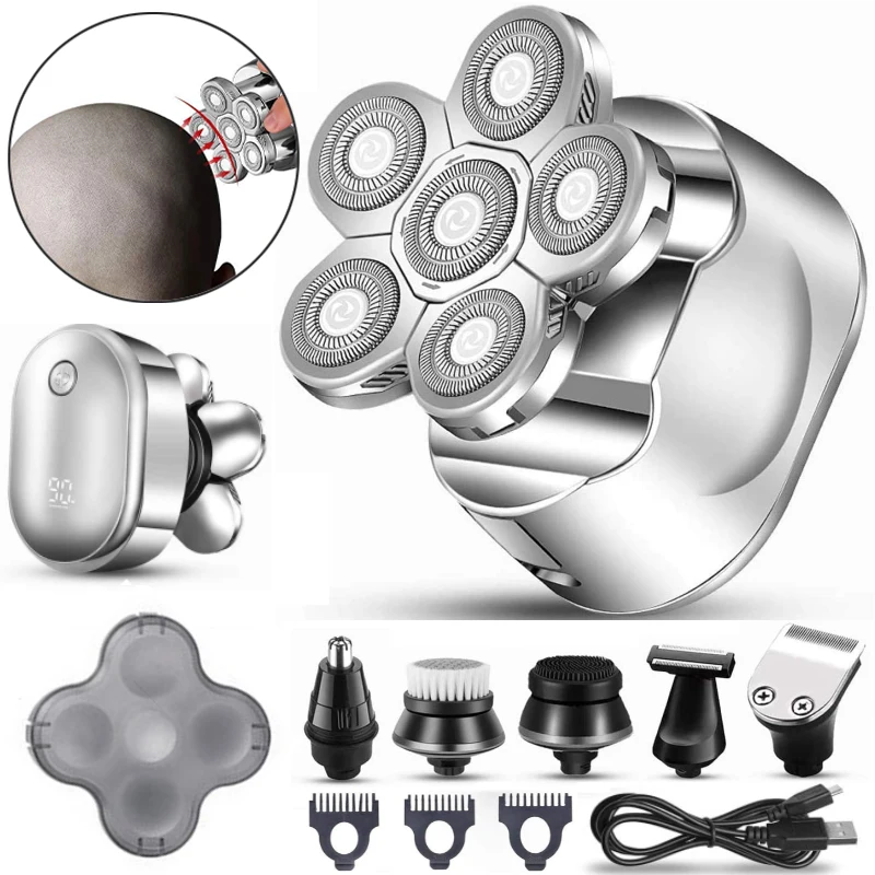 

6 IN 1 Multi Grooming Kit Digital Display Electric Shaver Hair Trimmer Beard Electric Razor Wet Dry Facial Body Shaver Machine