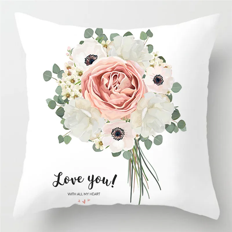 45*45 см большая Цветочная белая наволочка с принтом подушки из микрофибры мягкие