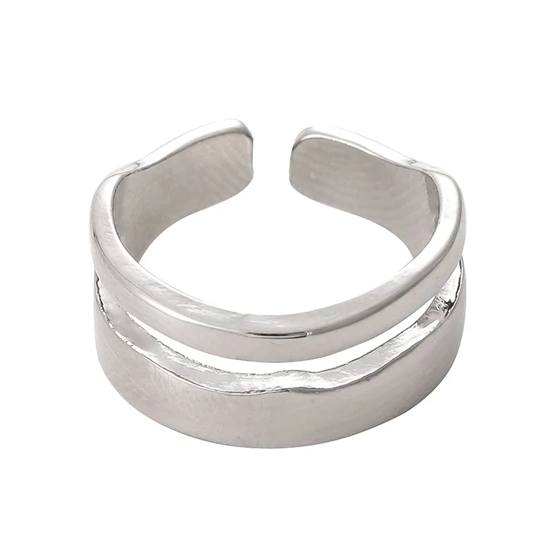 

2020 Simple Fashion Double Layers Ring For Women Gold Silver Black Color Opening Finger Rings Jewelry Gifts