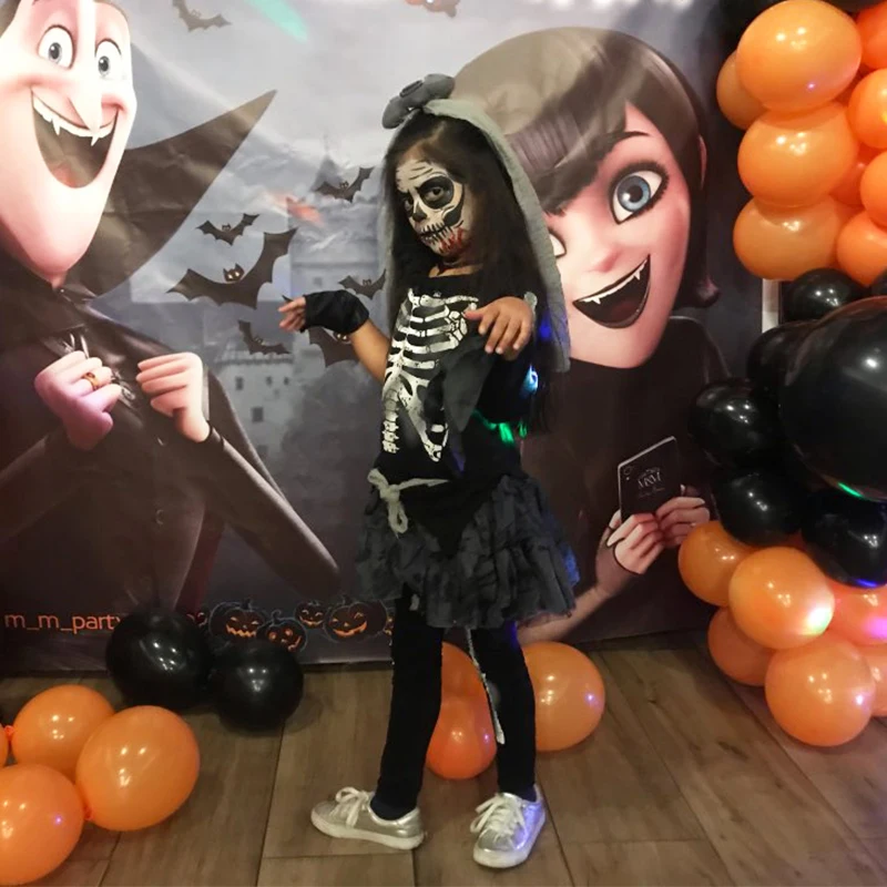 Eraspooky костюм на Хэллоуин для детей, страшный скелет, зомби, платье для девочек, призрак, Детский карнавальный костюм, вечерние головной убор для косплея, нарядное платье
