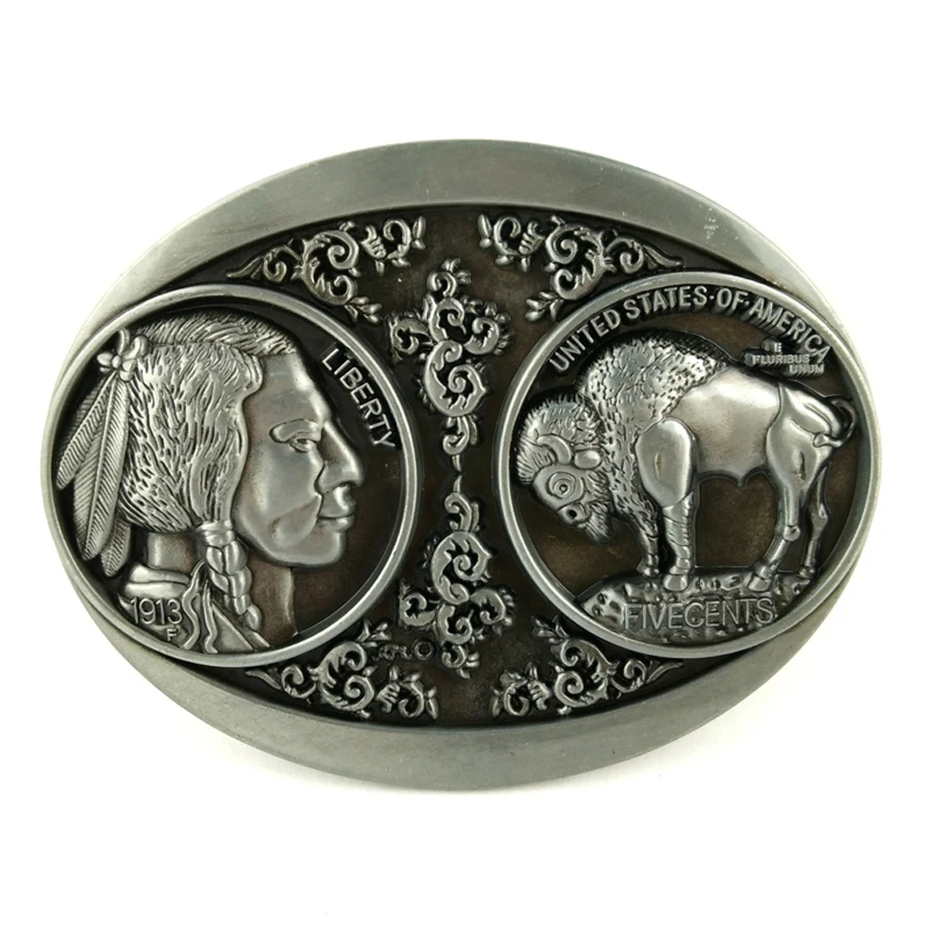 

Indian Buffalo Belt Buckle 3D Coin Western Cowboy Classic