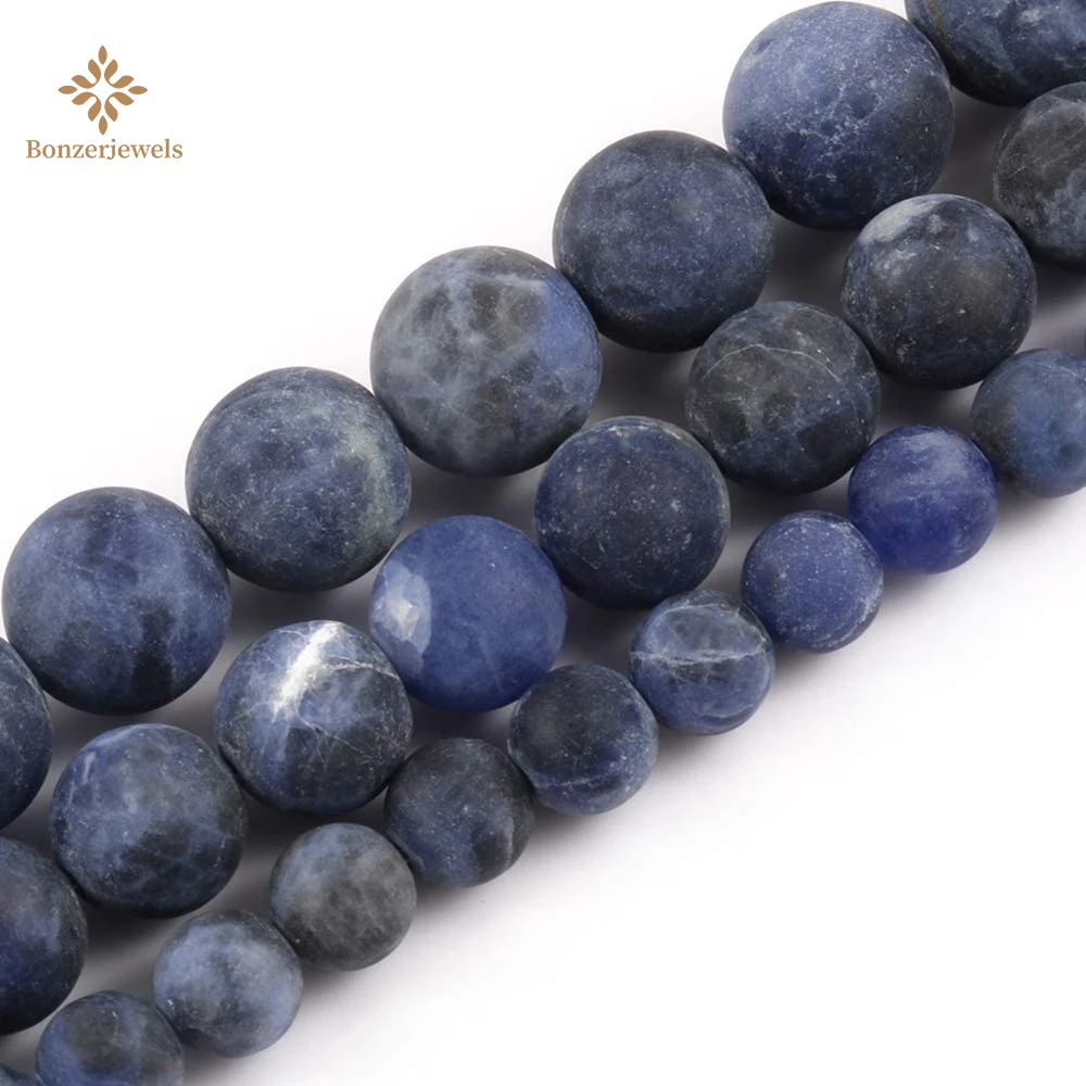 

Natural Blue White Matte Sodalite Jaspers Stone Loose Spacer Beads For Jewelry Making DIY Accessories 15 Inches 4 6 8 10 12MM