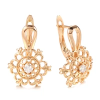 luxury fashion jewelry 585 rose gold natural zircon flowers drop earrings wedding party accessories for women 2022 new