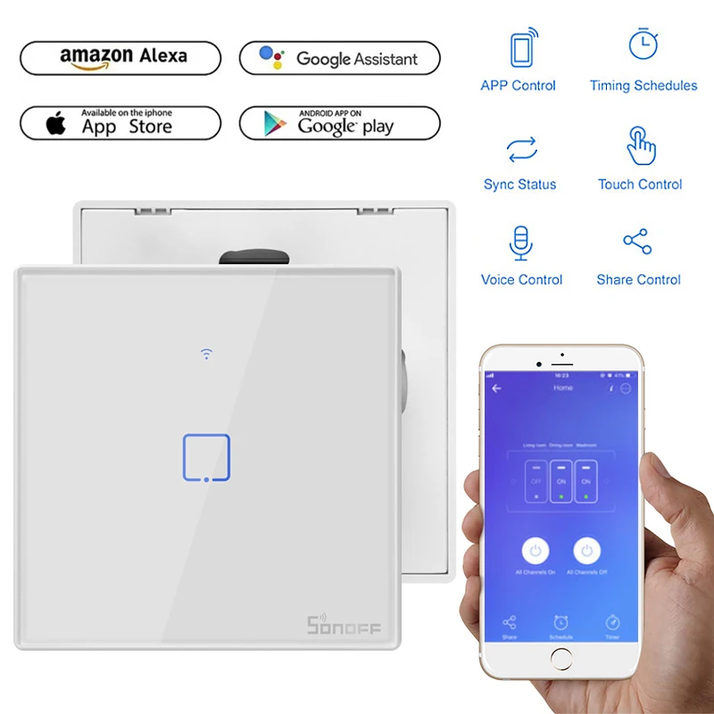 SONOFF T0/T1/T2/T3 ЕС/США WiFi умный настенный выключатель 1 2 3 Банды сенсорный TX Умный