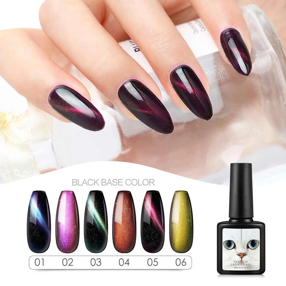 COSCELIA Гель лак для ногтей с эффектом кошачий глаз Полупостоянный отмачиваемый УФ
