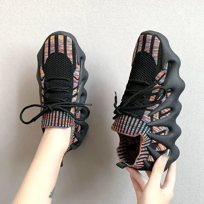 

Octopus Coconut Sneakers Women's 2021 New Breathable Low Top Woven Thick Bottom Soft Bottom Lightweight Non-Slip Running Shoes