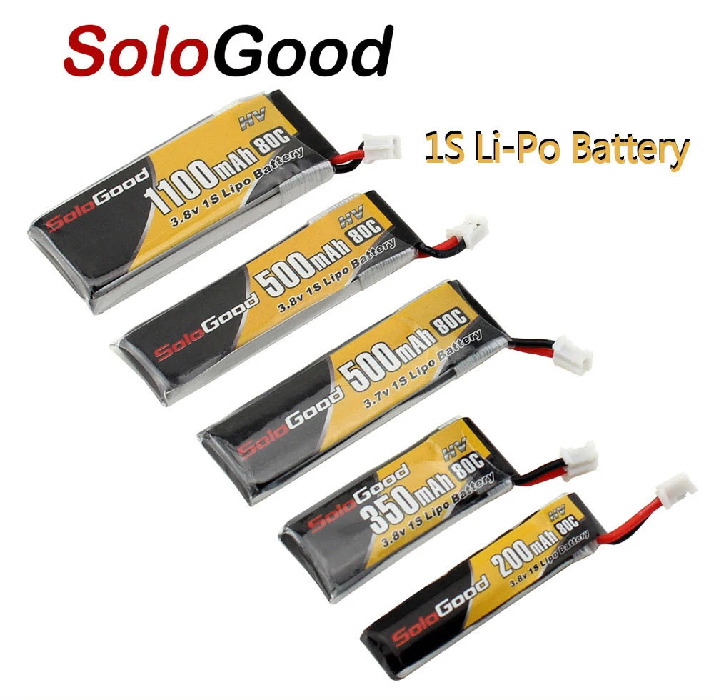 

SoloGood 1S Series Lipo Batteries 1S 3.7V 3.8V 200mAh 350mAh 500mAh 1100mAh 80C Rechargeable Battery with PH2.0 Plug Connector