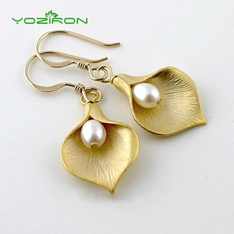 Новое Поступление Золотые Серебристые Калла цветок лилии жемчужные висячие