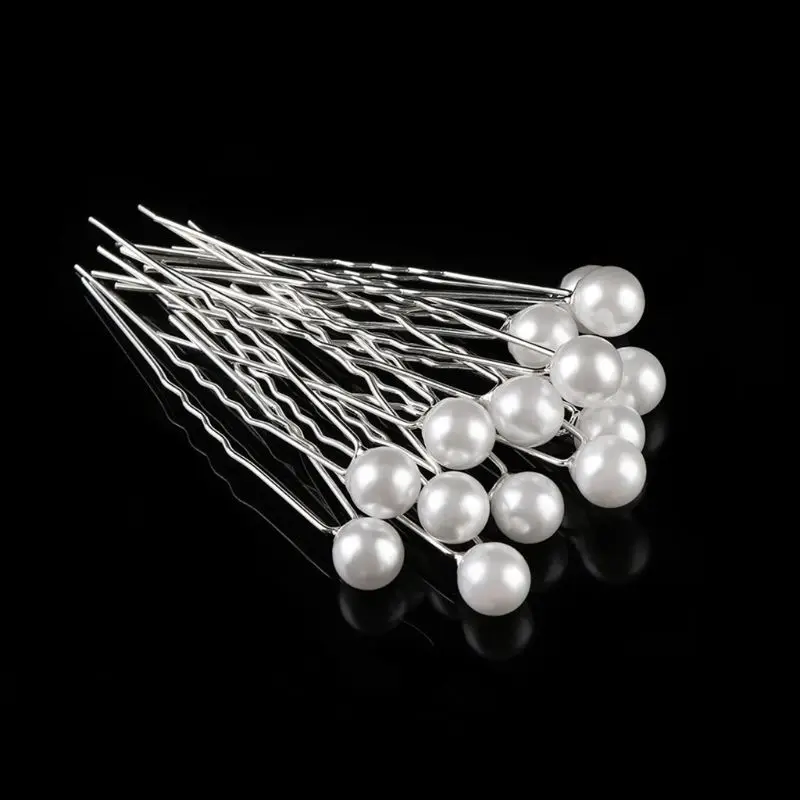 20Pcs/Set Women Wedding Imitation Pearl Hairpins Bridal Jewelry U-Shaped Hair Clips Bun Braiding Ponytail Hairstyle Barrettes |