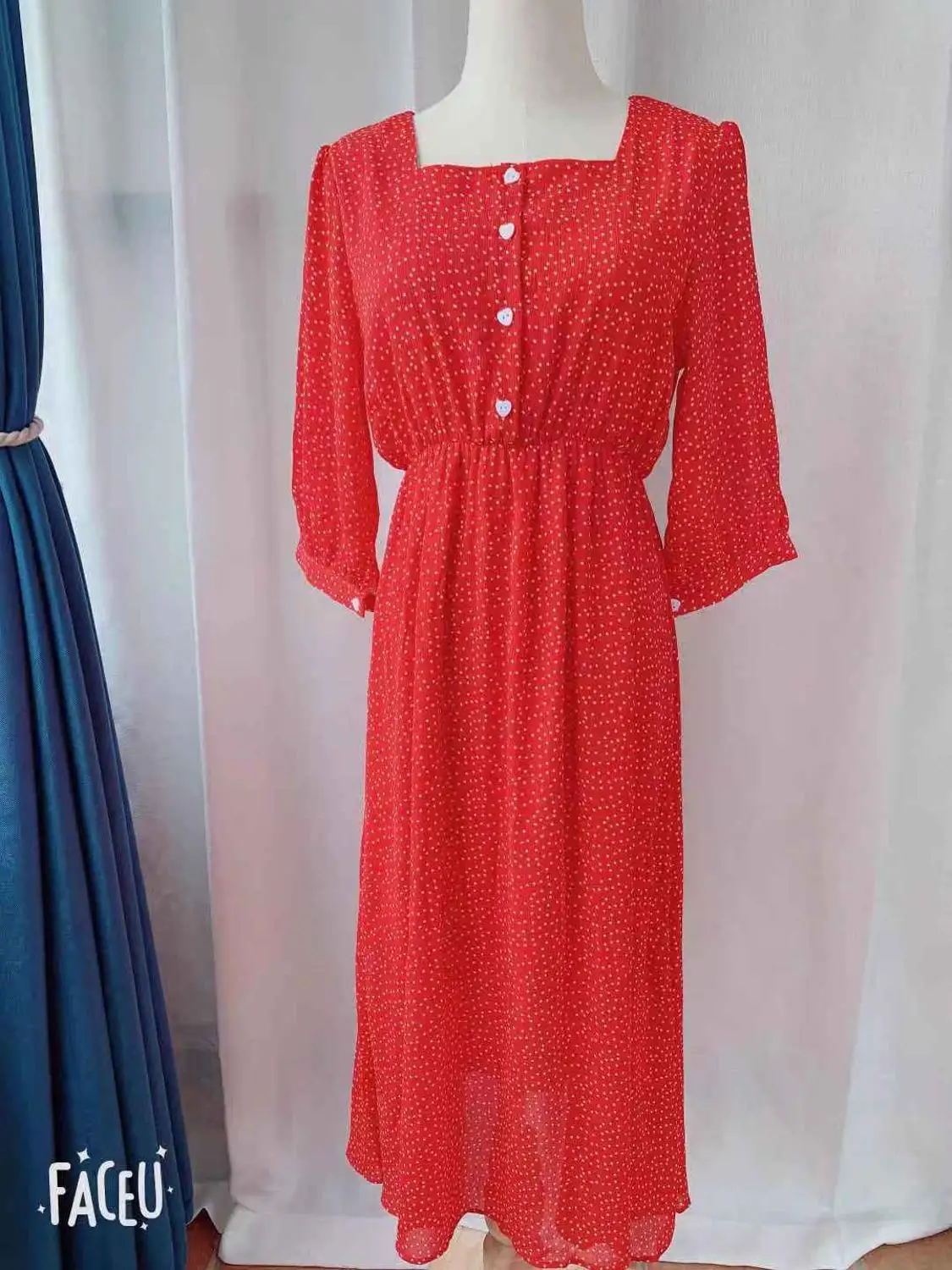 S XL летнее женское платье повседневное шифоновое в горошек с длинным рукавом